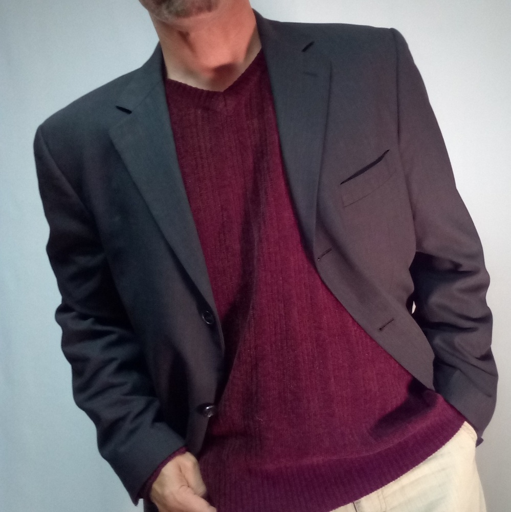 New XL 42 Long blazer sport coat jacket dark gray